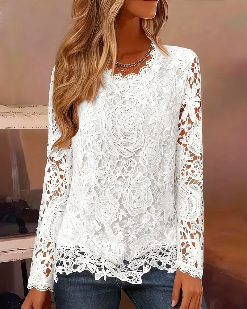Zlata | Elegantní krajkový top s květinovým vzorem