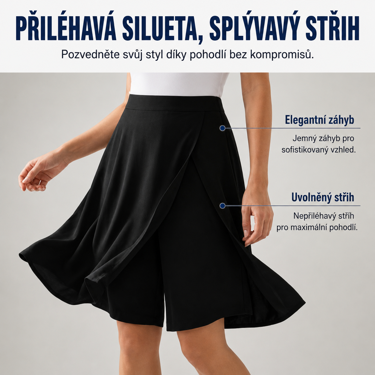 Milena — Skort s elastickým pasem a kapsami pro aktivní svobodu