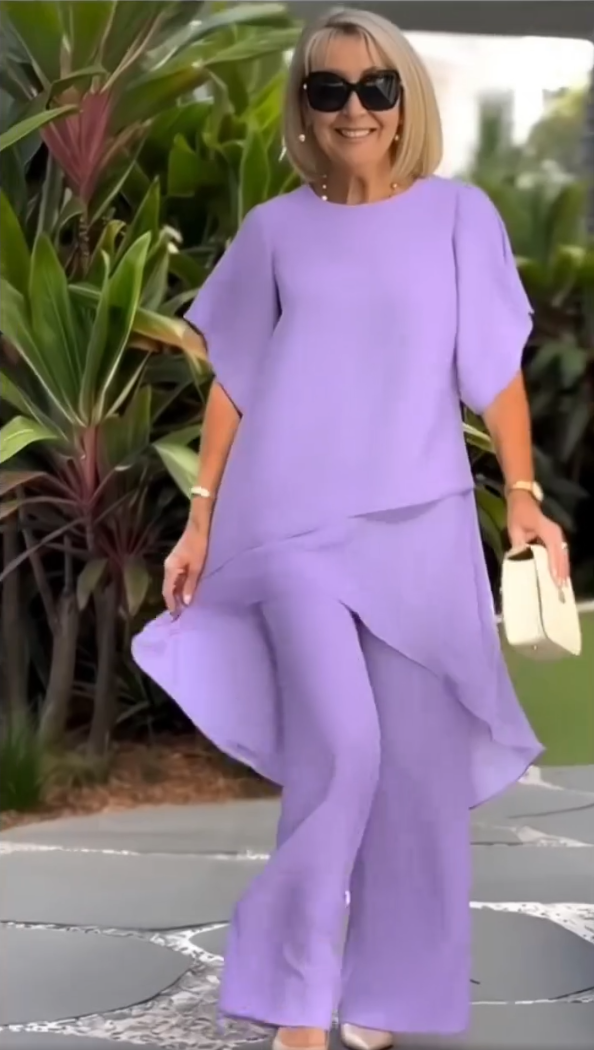 Herlena | Šik Asymetrický Set (Top a Kalhoty)