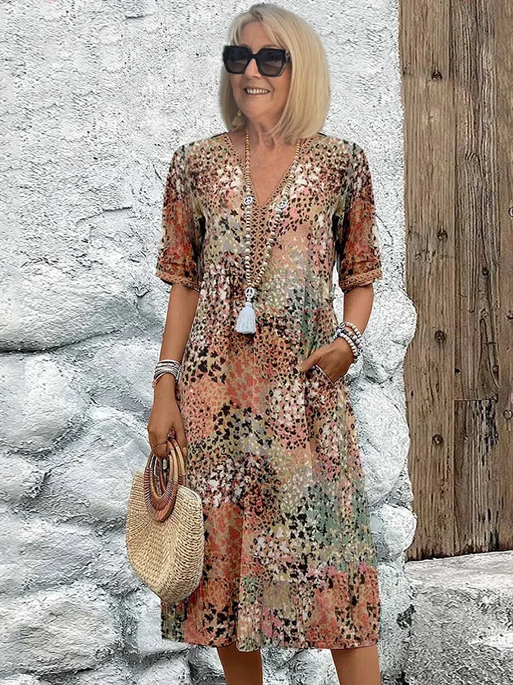 Anežka | VIBRANT MIDI ŠATY S ELEGANTNÍM POKRYTÍM BŘICHA