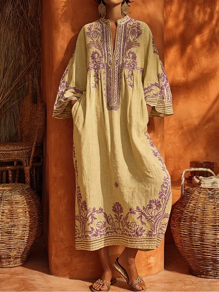 Božena | Boho šaty s výšivkou s středomořským kouzlem