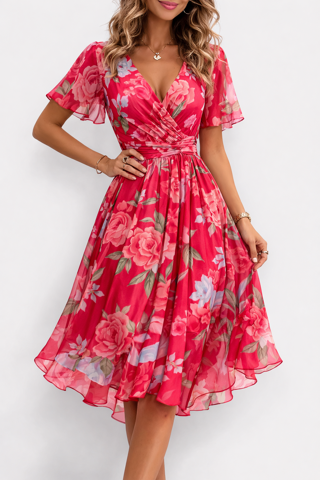 Elveria – Elegantní šaty s výstřihem do V