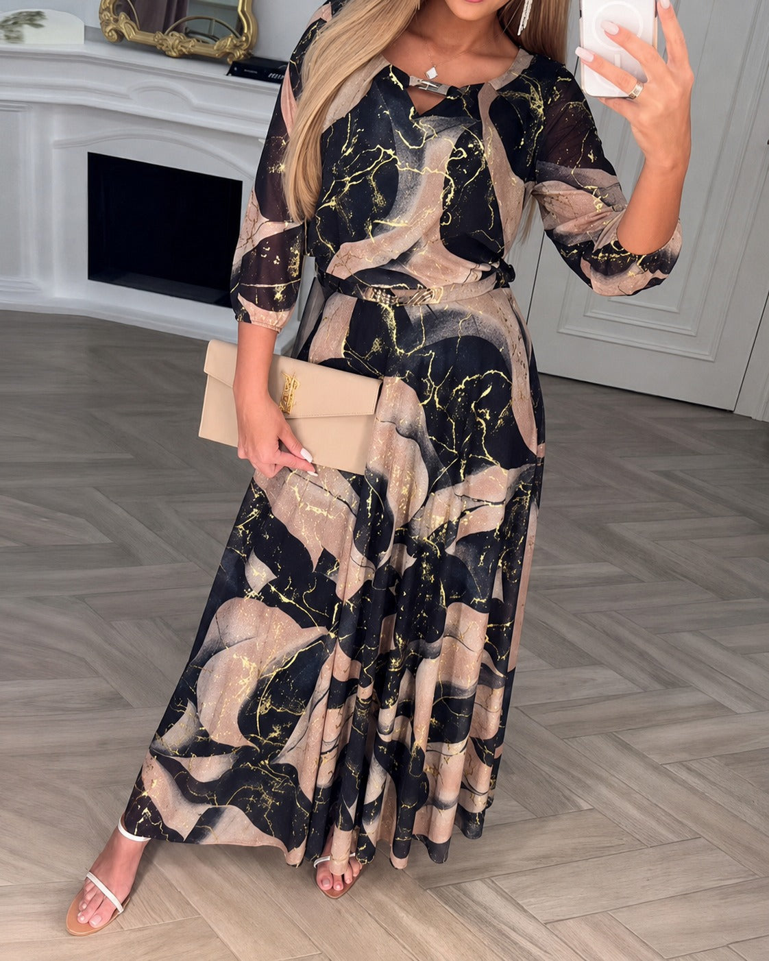 Jaroslava – Tištěné maxi šaty z chiffon