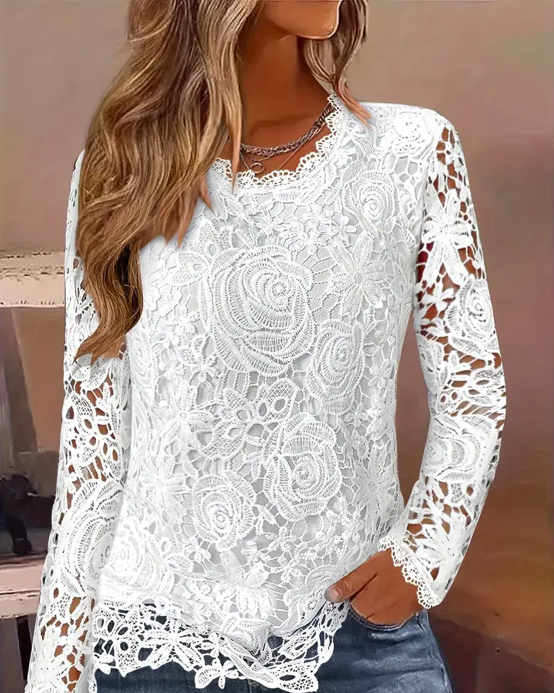 Zlata | Elegantní krajkový top s květinovým vzorem