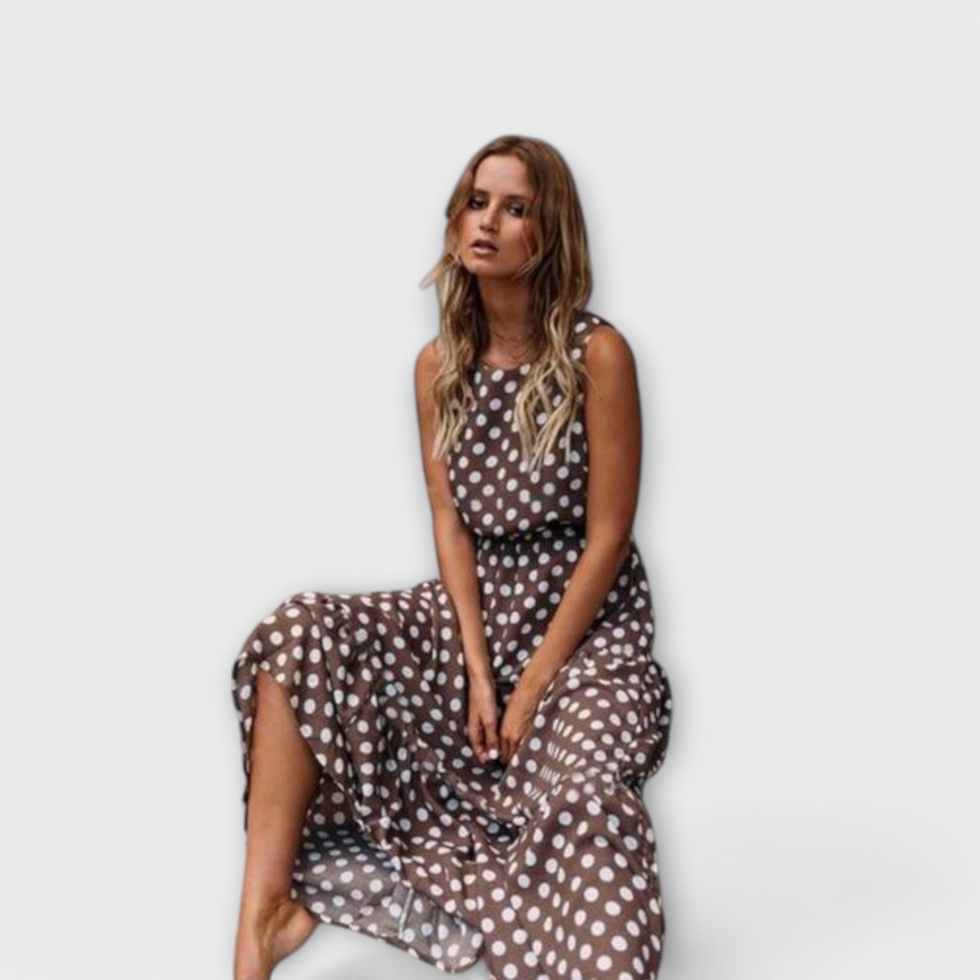 Boho-midi šaty s puntíky