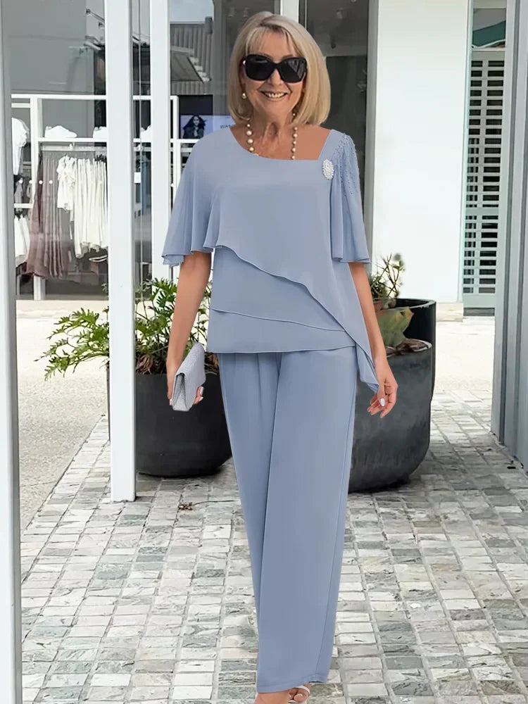 Herlena | Šik Asymetrický Set (Top a Kalhoty)