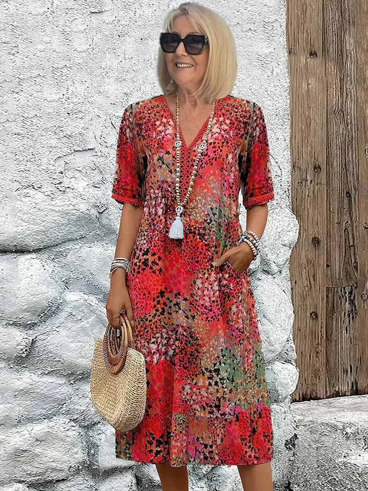 Anežka | VIBRANT MIDI ŠATY S ELEGANTNÍM POKRYTÍM BŘICHA