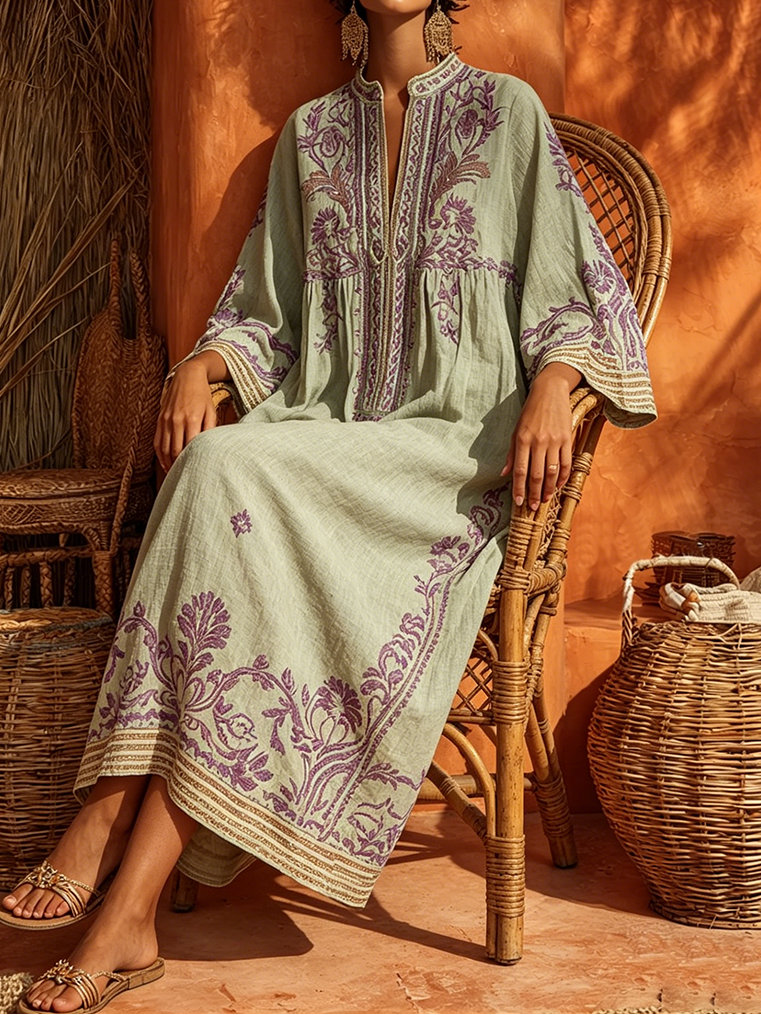 Božena | Boho šaty s výšivkou s středomořským kouzlem