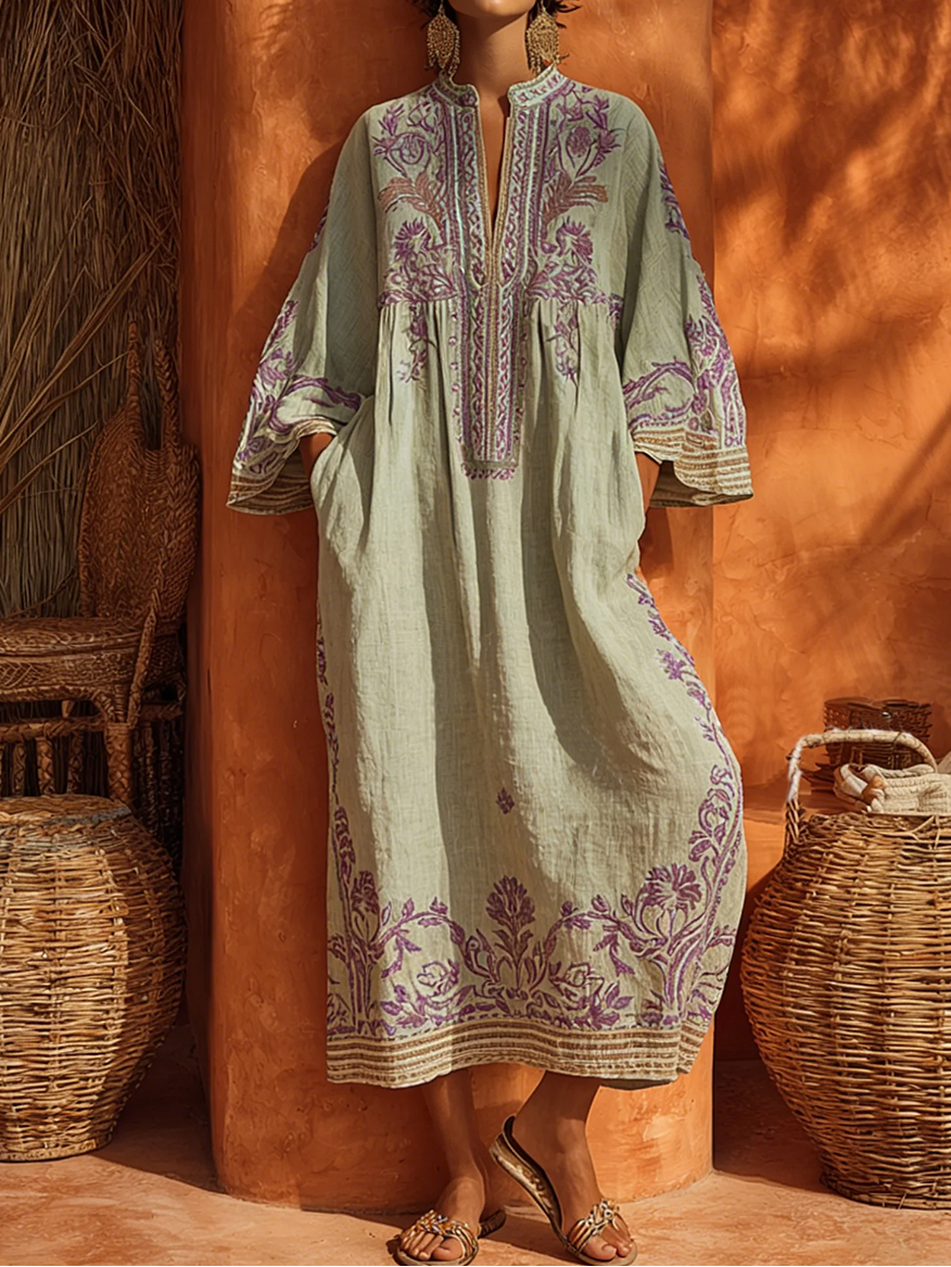 Božena | Boho šaty s výšivkou s středomořským kouzlem