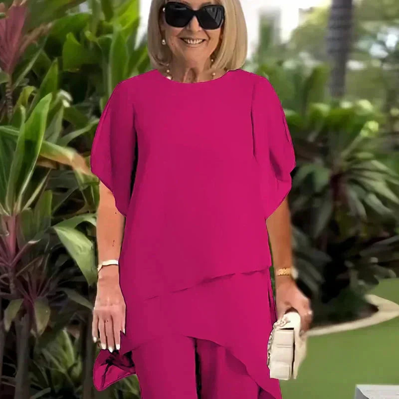 Herlena | Šik Asymetrický Set (Top a Kalhoty)